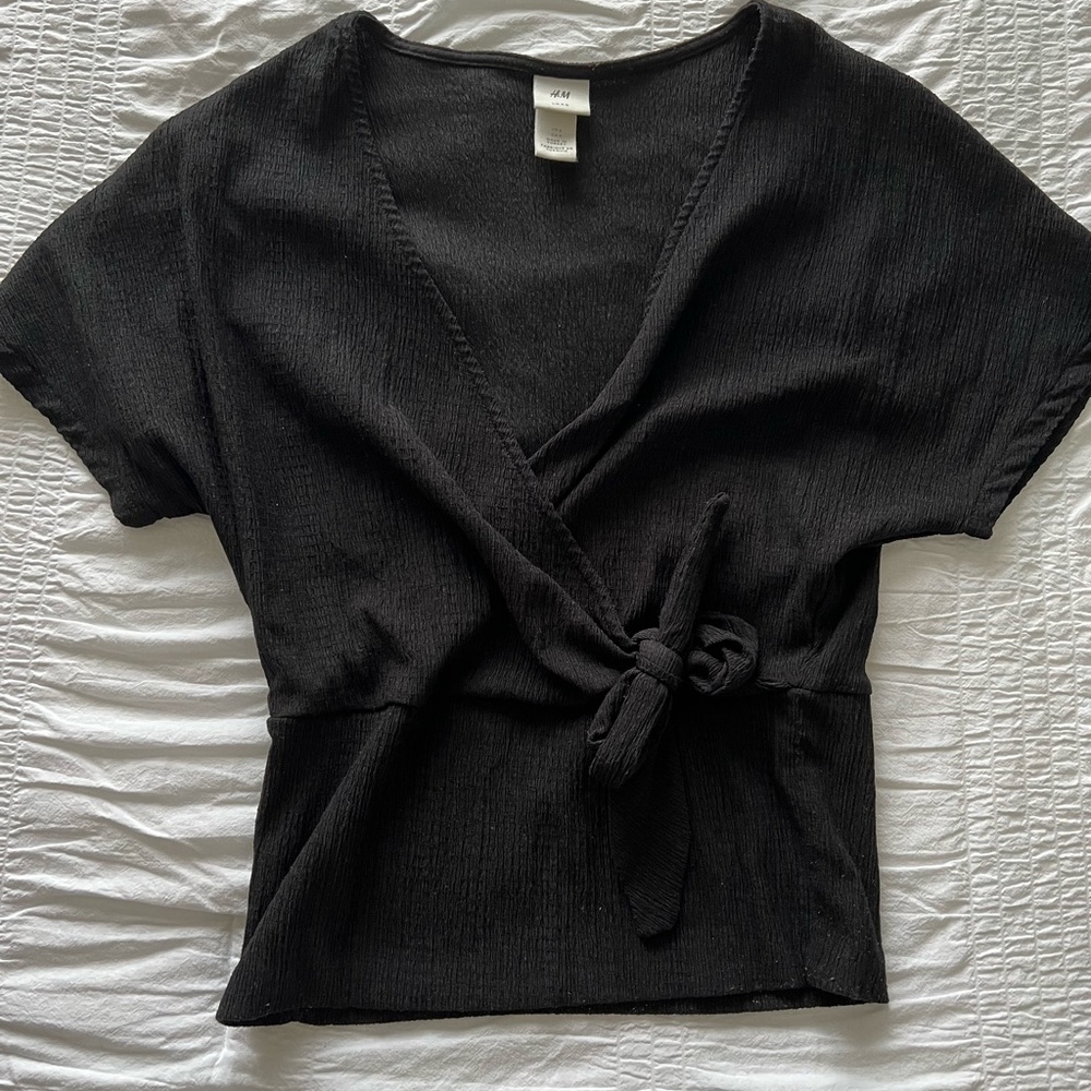 H&M Black wrap blouse